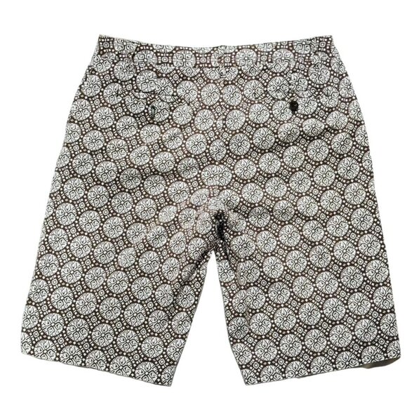 TALBOTS Womens Shorts Brown Geometric Print Stretch Bermuda Cotton Size 10P - Picture 5 of 10